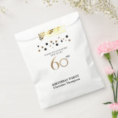 パーソナライズされた金ゴールドブラック水玉模様60誕生日 フェイバーバッグ (封をした状態)