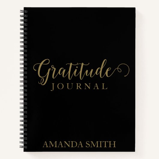 パーソナライズされた金ゴールドプリント謝恩ジャーナル ノートブック (正面)