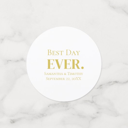 パーソナライズされた金ゴールドホワ最高のイトデイエバ結婚ス コンフェッティ (スモール正面)