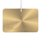 パーソナライズされた金ゴールドメタリック放射状テクスチャ カーエアーフレッシュナー (裏面)
