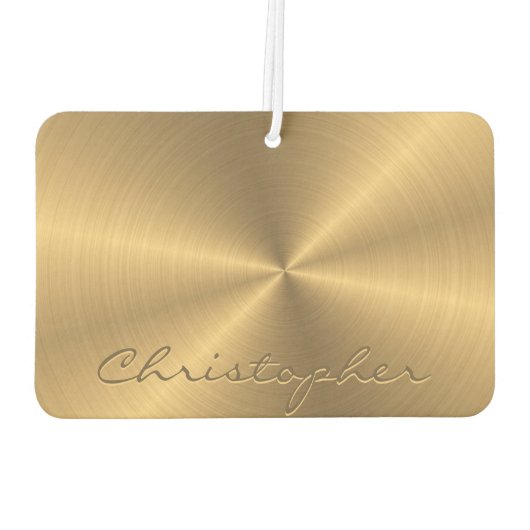 パーソナライズされた金ゴールドメタリック放射状テクスチャ カーエアーフレッシュナー (裏面)