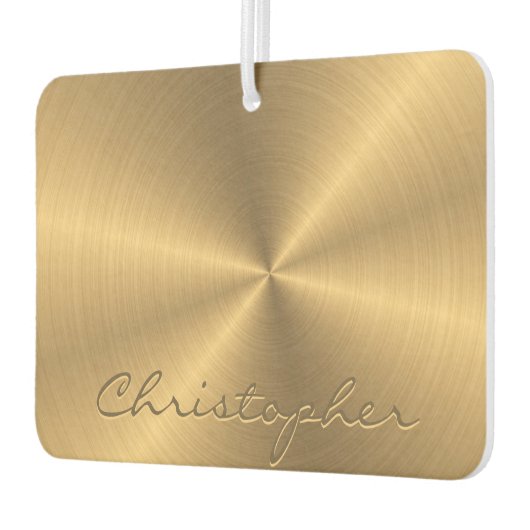 パーソナライズされた金ゴールドメタリック放射状テクスチャ カーエアーフレッシュナー (左)