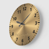 パーソナライズされた金ゴールドメタリック放射状テクスチャ ラージ壁時計 (傾斜)