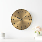 パーソナライズされた金ゴールドメタリック放射状テクスチャ ラージ壁時計 (ホーム)