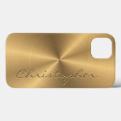 パーソナライズされた金ゴールドメタリック放射状テクスチャ Case-Mate iPhoneケース (裏面 (横))