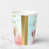 パーソナライズされた金ゴールドモダンスクリプトPET犬誕生日 紙コップ (右)