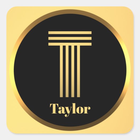 パーソナライズされた金ゴールドモノグラムのT スクエアシール (正面)