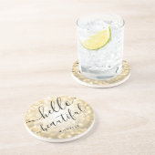 パーソナライズされた金ゴールドライト「Hello Beautifule」 コースター (側面)