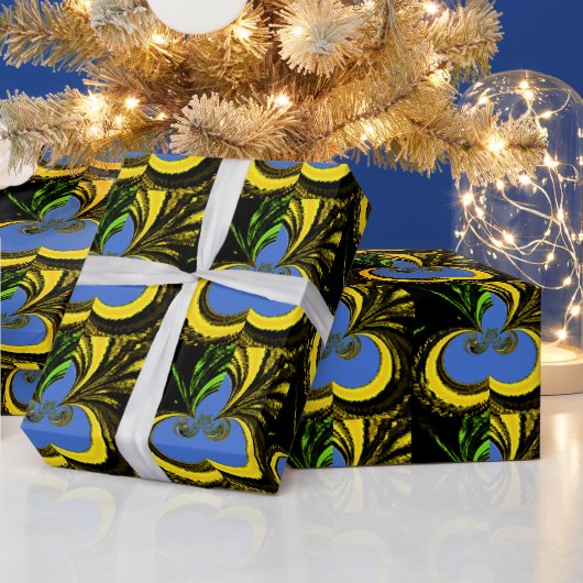 パーソナライズされた金ゴールドラッカッコいいピング紙ブルーデザイン ラッピングペーパー (クリスマス)