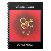 パーソナライズされた金ゴールドロック及び鍵カスタム文字 ノートブック (正面)