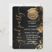 パーソナライズされた金ゴールドヴィンテージグリッター写真卒業 招待状 (裏面)