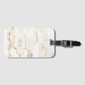 パーソナライズされた金ゴールド効果の大理石名 ラゲッジタグ (正面横)