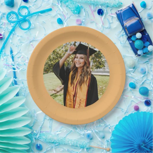 パーソナライズされた金ゴールド卒業写真 ペーパープレート (パーティー)