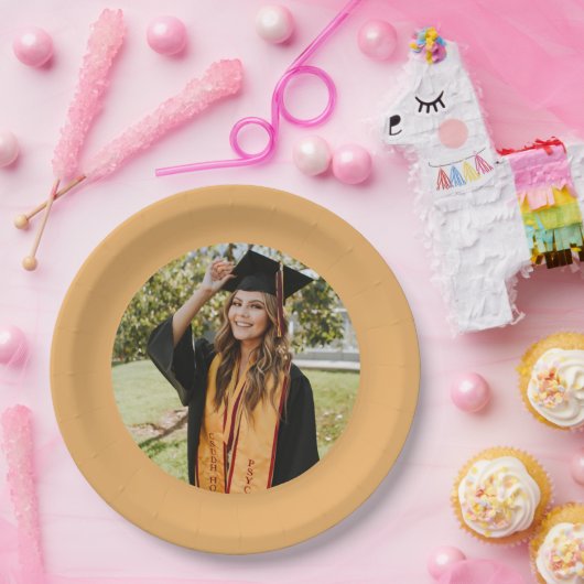 パーソナライズされた金ゴールド卒業写真 ペーパープレート (パーティー)