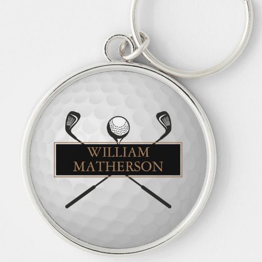 パーソナライズされた金ゴールド及びブラックゴルフボクラシックール キーホルダー (正面)