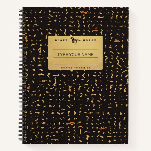 パーソナライズされた金ゴールド合成ノート ノートブック (正面)