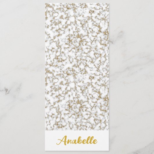 パーソナライズされた金ゴールド大理石ブックマーク (正面)