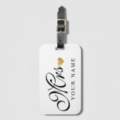パーソナライズされた金ゴールド嫁さん新結婚来 ラゲッジタグ (正面縦)