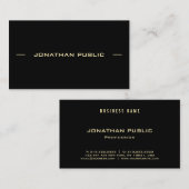 パーソナライズされた金ゴールド文字ブラックテンプレートシモダンック 名刺 (正面/裏面)
