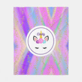 パーソナライズされた金ゴールド斑点のカラフルユニコーン フリースブランケット (正面)