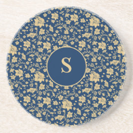 パーソナライズされた金ゴールド海軍フローラ コースター