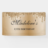 パーソナライズされた金ゴールド滴下グリッターバナー 横断幕 (横)