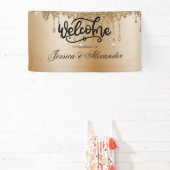 パーソナライズされた金ゴールド滴下グリッターバナー 横断幕 (インサイチュ)