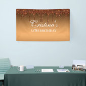 パーソナライズされた金ゴールド滴下グリッター誕生日バナー 横断幕 (トレードショー)