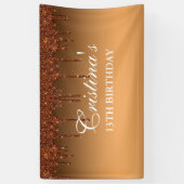 パーソナライズされた金ゴールド滴下グリッター誕生日バナー 横断幕 (縦)