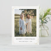 パーソナライズされた金ゴールド炎メリークリスマスフォトカード シーズンカード (スタンド正面)