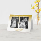 パーソナライズされた金ゴールド結婚の写真50周年記念 カード (黄色い花)