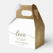 パーソナライズされた金ゴールド結婚グリッター愛ありがとう フェイバーボックス (裏面サイド)