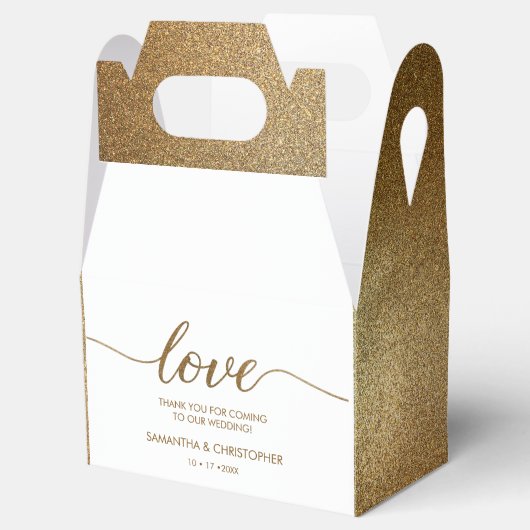 パーソナライズされた金ゴールド結婚グリッター愛ありがとう フェイバーボックス (オープン)