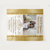 パーソナライズされた金ゴールド結婚、のフォトウォール背景。 タペストリー (正面(横))