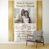 パーソナライズされた金ゴールド結婚、のフォトウォール背景。 タペストリー (インサイチュ)