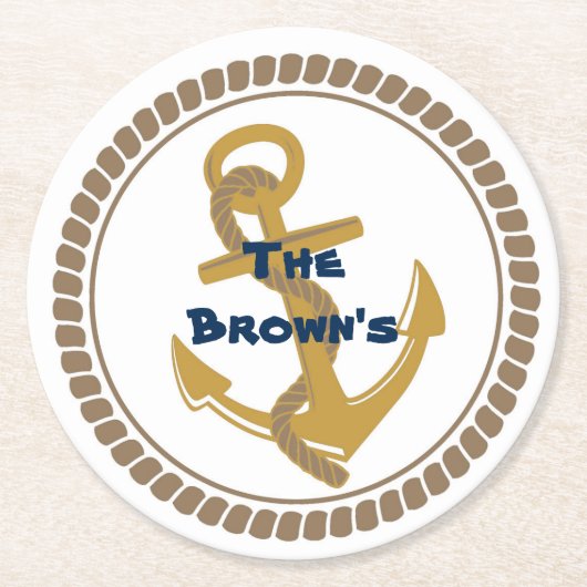 パーソナライズされた金ゴールド航海のコースター ラウンドペーパーコースター (正面)
