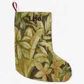 パーソナライズされた金ゴールド葉スクリスマスストッキング スモールクリスマスストッキング (正面)