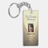 パーソナライズされた金ゴールド記念天使翼追加写真 キーホルダー (正面左)