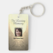 パーソナライズされた金ゴールド記念天使翼追加写真 キーホルダー (裏面)