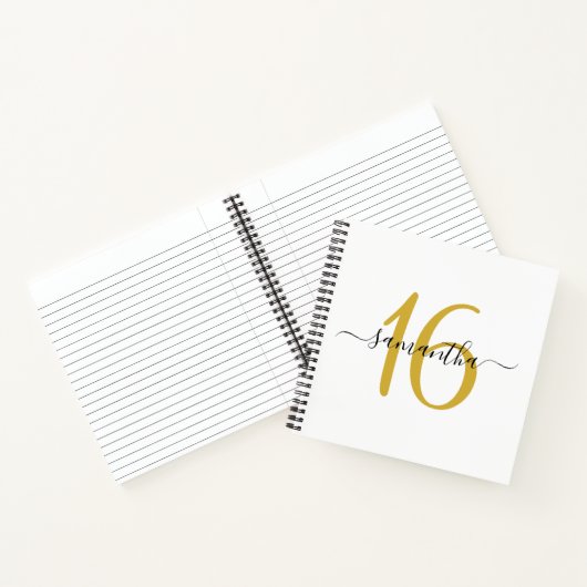 パーソナライズされた金ゴールド16th誕生日ゲストブック ノートブック (内部)