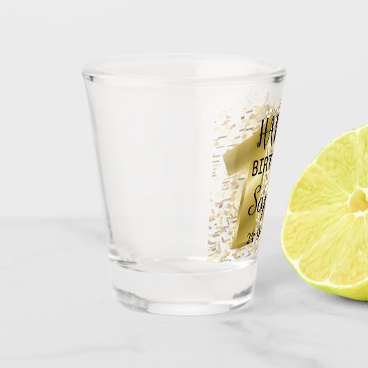 パーソナライズされた金ゴールド18誕生日ショットグラス ショットグラス (左)