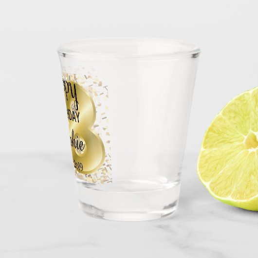 パーソナライズされた金ゴールド18誕生日ショットグラス ショットグラス (右)