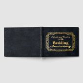 パーソナライズされた金ゴールド3D結婚周年記念 ゲストブック (全面)