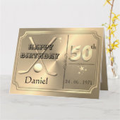 パーソナライズされた金ゴールド50位ゴルフ誕生日カード カード (黄色い花)
