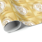 パーソナライズされた金ゴールド50周年記念ラッピング紙 ラッピングペーパー (ロールコーナー)