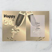 パーソナライズされた金ゴールド50番目の誕生日カードアイディア カード (内部)