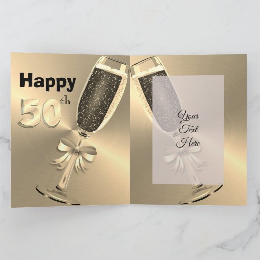 パーソナライズされた金ゴールド50番目の誕生日カードアイディア カード (内部)