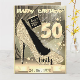 パーソナライズされた金ゴールド50番目の誕生日カードアイディア カード