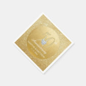 パーソナライズされた金ゴールド50結婚周年 スタンダードカクテルナプキン (角)
