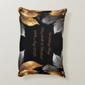 パーソナライズされた金ゴールド&シルバーフローラひまわり アクセントクッション (裏面(縦))